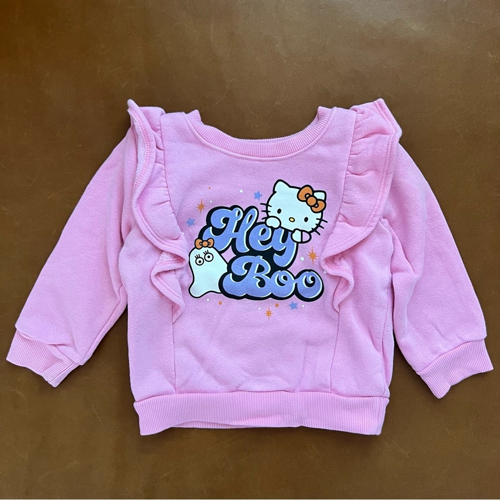 HELLO KITTY Pink 'Hey Boo' Ruffle Sweatshirt, 18mo